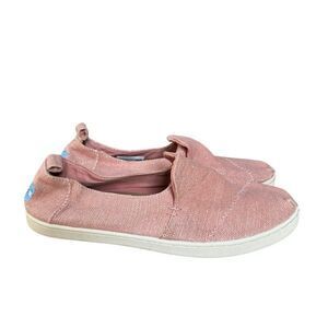 Toms Classic Canvas Shoes Slip On Loafers Flats pink metallic size 7.5